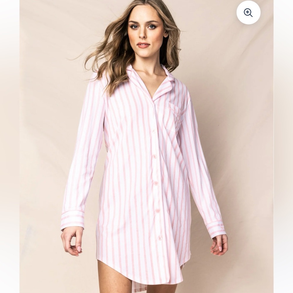 Petite Plume Pink Stripe Pima Nightshirt S